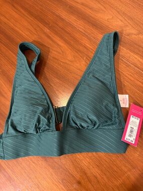 Xhilaration Dark Teal Ribbed Triangle Bikini Top